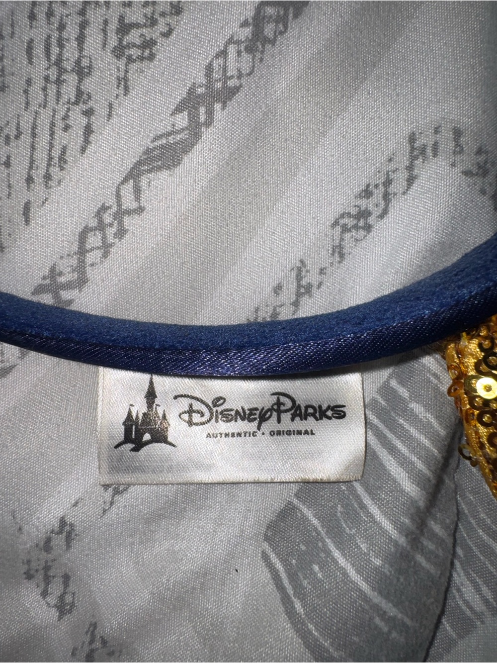 Disney Club 33 Gold Sequin Minnie Ears Headband with Navy Bow - Picture 5 of 5